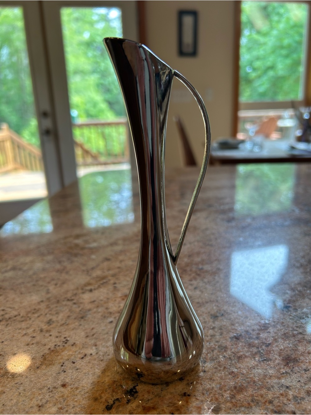 Leonard Silver Bud Vase Silver Plated 7.5” Slender w/ pitcher look arched handle